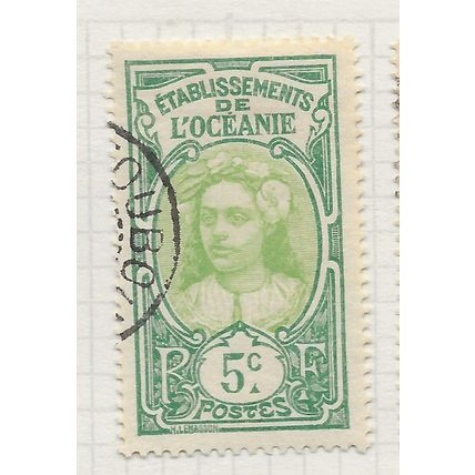 POLYNESIA OCEANIC SETTLEMENTS 1913 FRENCH FRANCE TAHITIAN WOMAN 5c POSTMARK PART