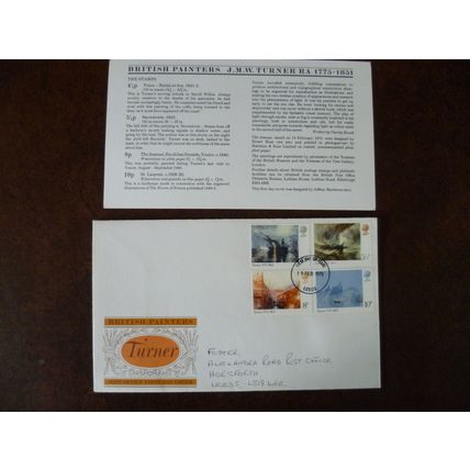 1975 GB British Painters Turner FDC Leeds date stamp Art paintings Venice ships
