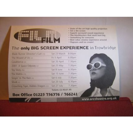 THE ARC THEATRE, TROWBRIDGE, WILTSHIRE advertising card =
