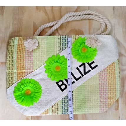 Woven Straw Island Beach Tote "Belize" Rope Handles Flowered Ocean Travel NWOT!!