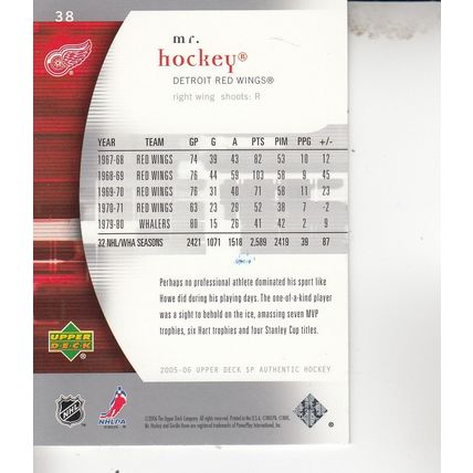 GORDIE HOWE 2006 AUTOGRAPHED DETROIT RED WINGS HOF STANLEY CUP CHAMPION MVP RW