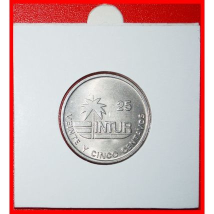 PALMTREE (1981-1989):CUBA★25 CENTAVOS 1989 INTUR UNC★HOLDER★LOW START★NO RESERVE