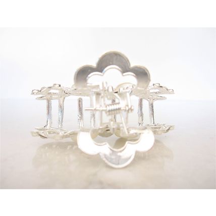 Silver metal peacock faux pearl and clear crystal hair claw clip bridal clip