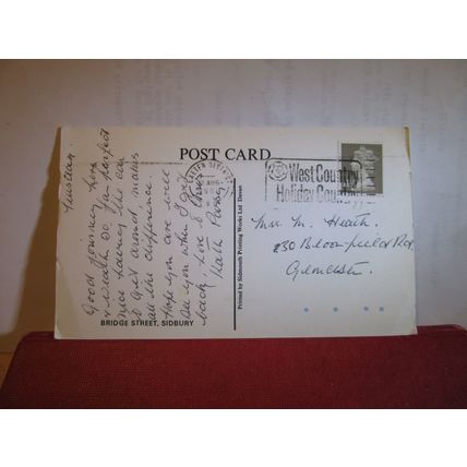 BRIDGE STREET, SIDBURY, DEVON pencil by A W C, 1964 used postcard 1981 pm =
