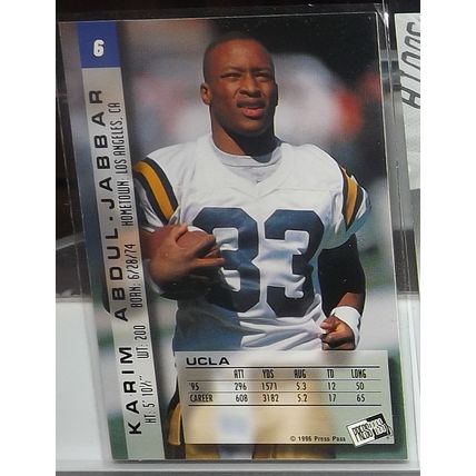 1996 Press Pass KARIM ABDUL-JABBAR (UCLA/Dolphins) Paydirt Rookie Card #6