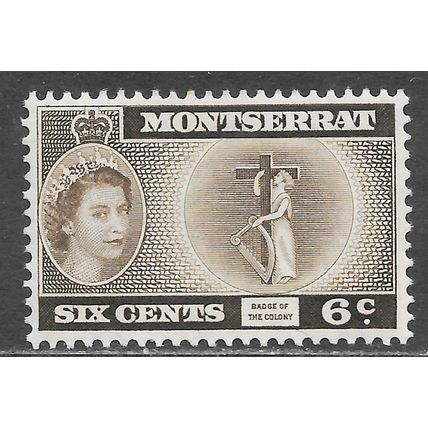 MONTSERRAT 1953 QE2 SIX CENT COLONY BADGE MINT MH