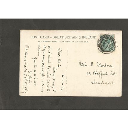 Genealogy Postcard Rosemary Marlow 22 Stafford Road Hansworth Birmingham 1904