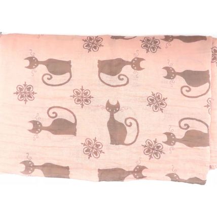 Womens Black Cat Scarf Thin Pink 192 cm x 72 cm Comes Boxed Gift Accessory