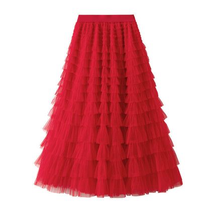 Mesh Cake Skirt Spring/Autumn Women's New Skirt Mesh Skirt Pleated Long Skirt