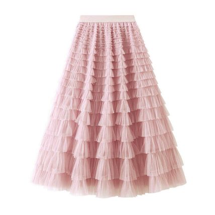 Mesh Cake Skirt Spring/Autumn Women's New Skirt Mesh Skirt Pleated Long Skirt