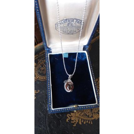 Antique Vintage Art Deco Silver Dolphin with Crystal Ball Chain Necklace - 8.49g