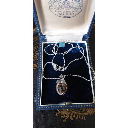 Antique Vintage Art Deco Silver Dolphin with Crystal Ball Chain Necklace - 8.49g