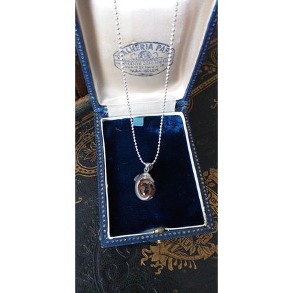 Antique Vintage Art Deco Silver Dolphin with Crystal Ball Chain Necklace - 8.49g