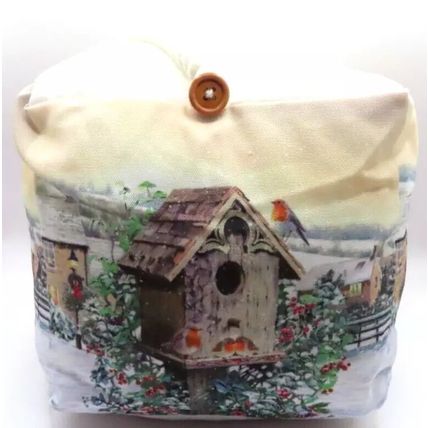 Winter Robins Door Stop Fabric 30 CM With Rope Handle Gift Home Decor Door