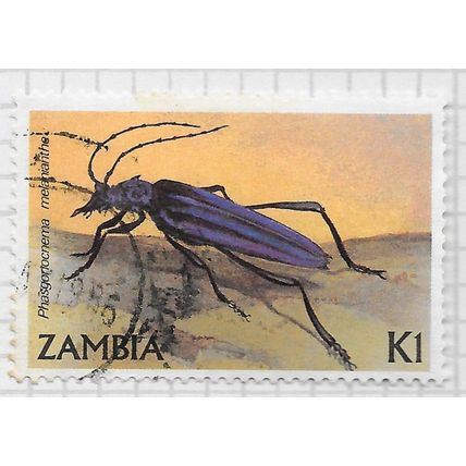 ZAMBIA 1986 INSECT BEETLE LONGHORN Phasganocnema melanianthe K1 USED