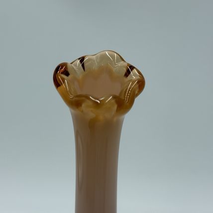 Vintage Fenton Art Glass Hobnail Double Drip Rose Amber Vase 11” USA