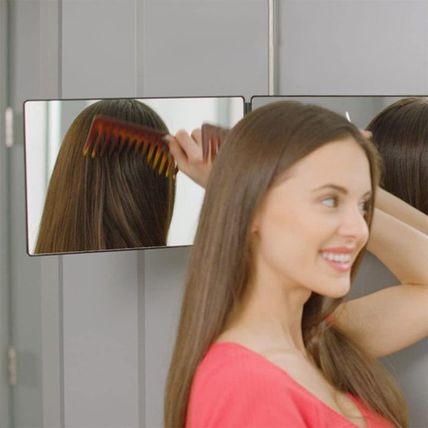 HIEEY 3 Way Mirror for Hair Cutting with LED,360 Trifold with Height Adjustable