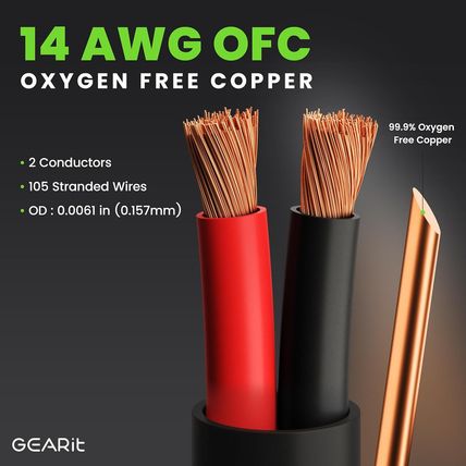 Gearit 14/2 Speaker Wire (100 Feet) 14AWG Gauge - Outdoor Direct Burial in Groun