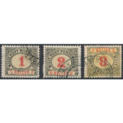 Postage Due: 3 Values - Bosnia Herzegovina 1904 - FH - MiNr P1/2 & 8