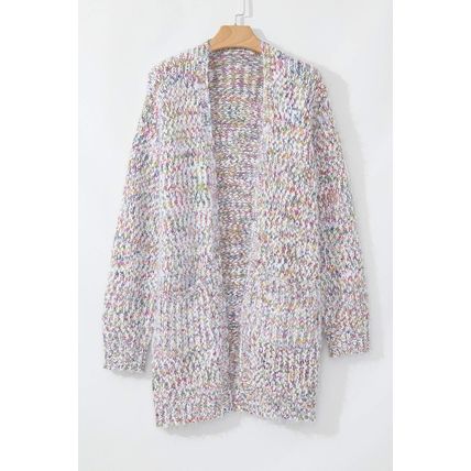 Yellow Multicolor Confetti Open Front Knit Cardigan