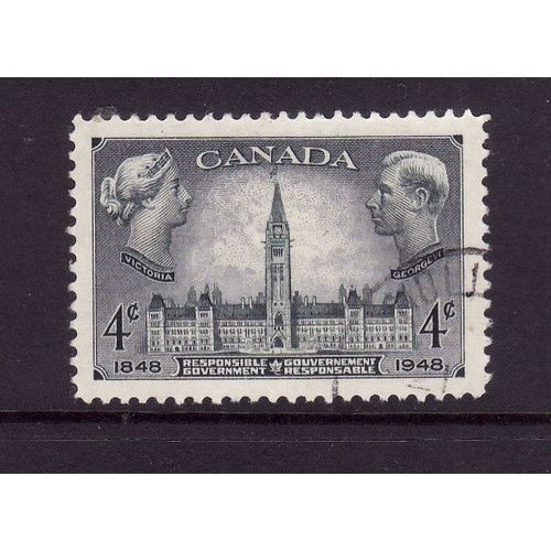 CANADA 1948 SG 411 4c GREY PARLIAMENT BUILDING FINE USED#3