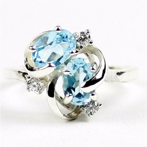 Swiss Blue Topaz, 925 Sterling Silver Ladies Ring, SR016