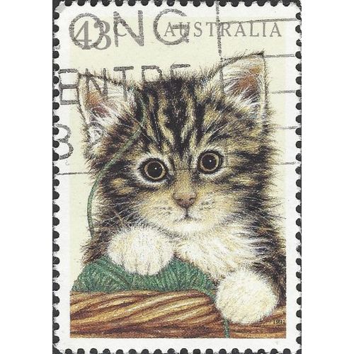 AUSTRALIA, CATS, Domestic Cat , light green 1991, 43c, #2