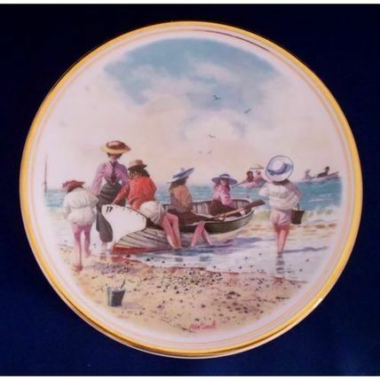 Edwardian Victorian Beach Scenes the Rowing Boat Fine Bone China Plate