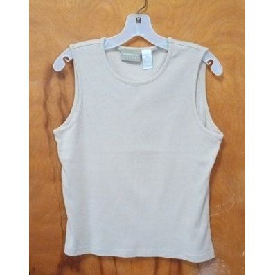 LizWear, 100% Cotton Beige / Tan Sleeveless Knit Shirt, Size Large
