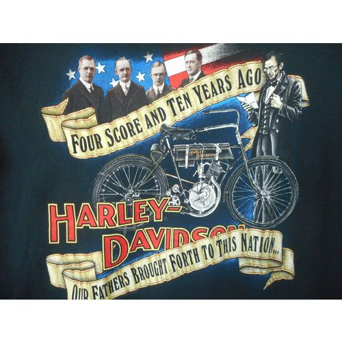 T Shirt Harley Davidson Four Score Ten Years Ago 3XL Heritage Cycles Ft Walton B