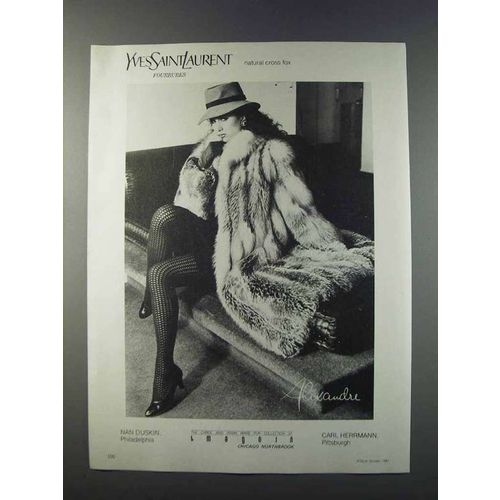 1981 Yves Saint Laurent Cross Fox Fur Ad - Alixandre