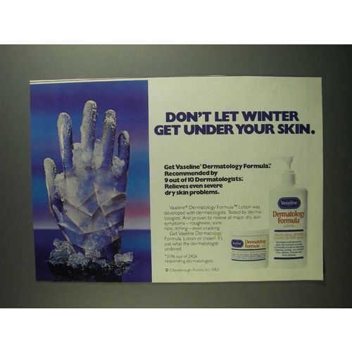 1984 Vaseline Dermatology Formula Lotion Ad - Winter