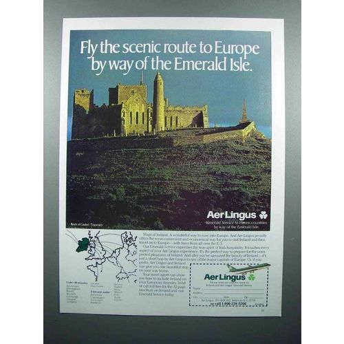 1985 Aer Lingus Airline Ad - Fly the Scenic Route