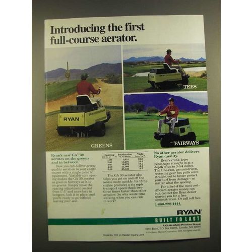 1988 Ryan GA 30 Aerator Ad - First Full-Course Aerator
