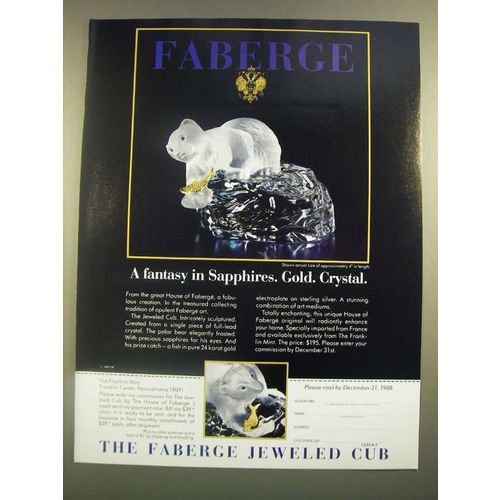 1988 The Franklin Mint Ad - Faberge Jeweled Cub