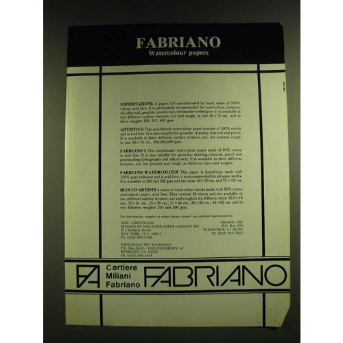 1990 Fabriano Watercolour papers Ad