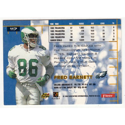 1996 Fleer Ultra Fred Barnett #117 Football card – Philadelphia Eagles
