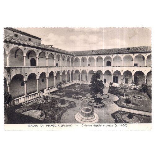 CHIOSTRO DOPPIO E POZZO, BADIA DI PRAGLIA, ITALY unused vintage postcard =