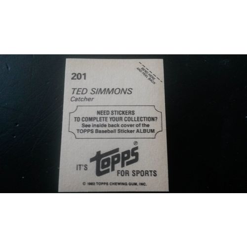 1982 Topps Stickers Card # 201 Ted Simmons Excellent (5) Milwaukee Brewers