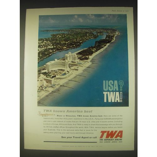 1962 TWA Airline Ad - TWA knows America best