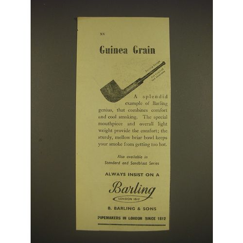 1955 Barling Pipes Ad - Guinea Grain