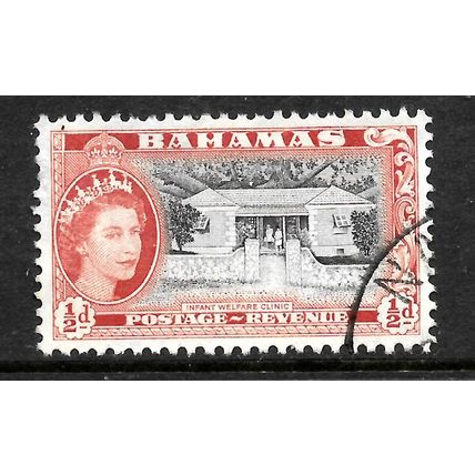 BAHAMAS 1954 1/2d BLACK & RED ORANGE INFANT WELFARE CLINIC SG 201 FINE USED