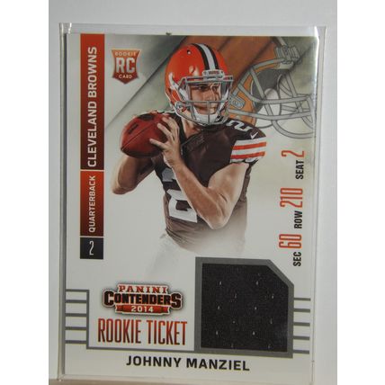 2014 Panini Contenders JOHNNY MANZIEL (Browns) Rookie Ticket jersey card #RTS-40