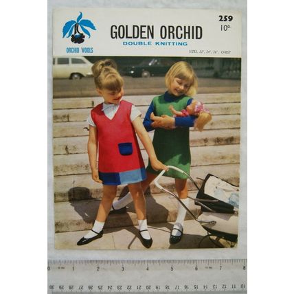 Vintage: Orchid 259 girl's pinafore dress and sweater, DK
