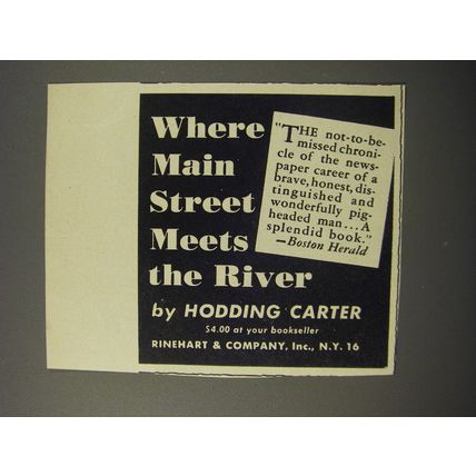 1953 Rinehart & Company Book Ad - Where Main Street Meets the River