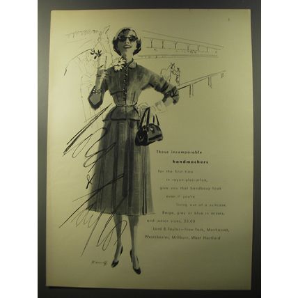 1953 Lord & Taylor Handmacher Suit Ad - Those incomparable handmachers