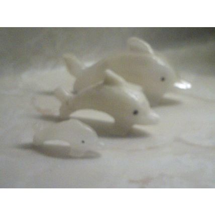 Dolphin pod white marble carved