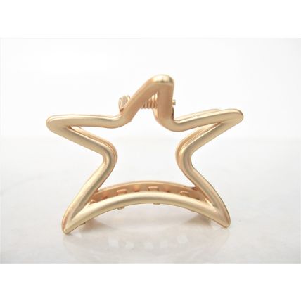 Medium/small gold metal star flower or triangle hair claw clip