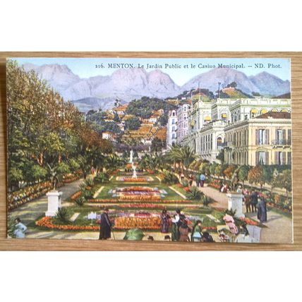 POSTCARD: FRANCE - MENTON, LE JARDIN PUBLIC AT LE CASINO MUNICIPAL: c1910