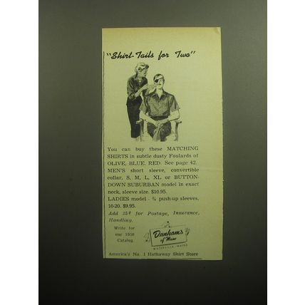 1958 Dunham's of Maine Shirts Ad - Shirt-tails for two